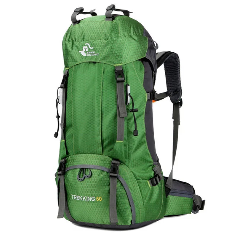 60L Camping Hiking Backpacks Men Outdoor Tourist Backpacks Nylon Sport Bag for Climbing Travelling with Rain Cover Free Knight