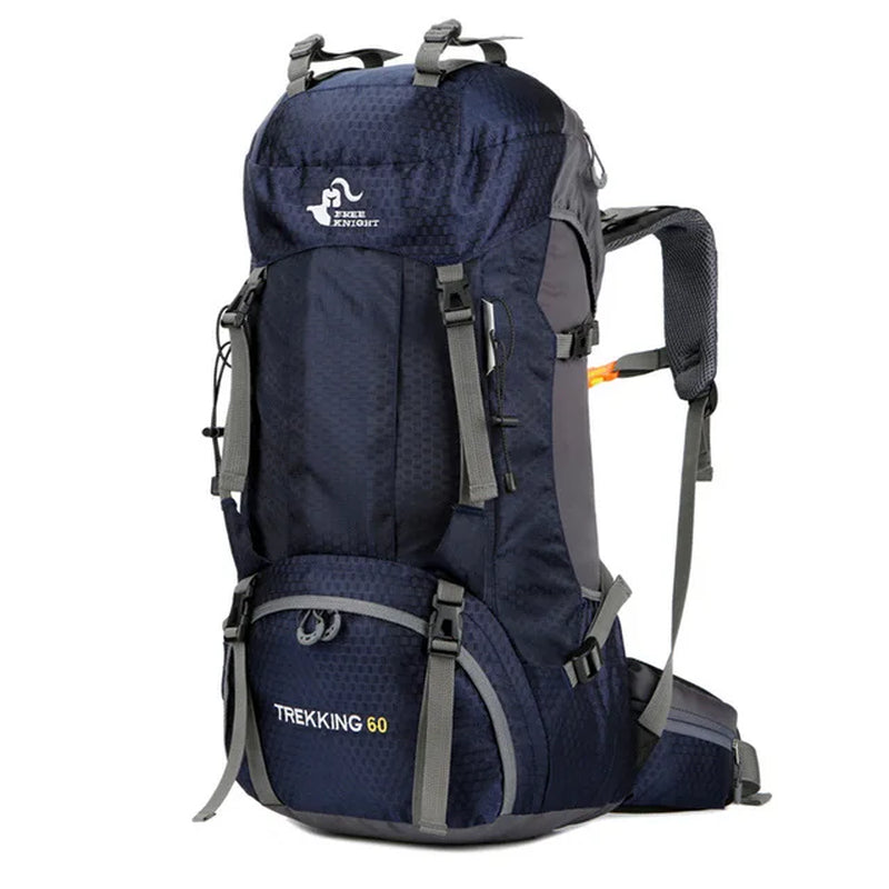60L Camping Hiking Backpacks Men Outdoor Tourist Backpacks Nylon Sport Bag for Climbing Travelling with Rain Cover Free Knight