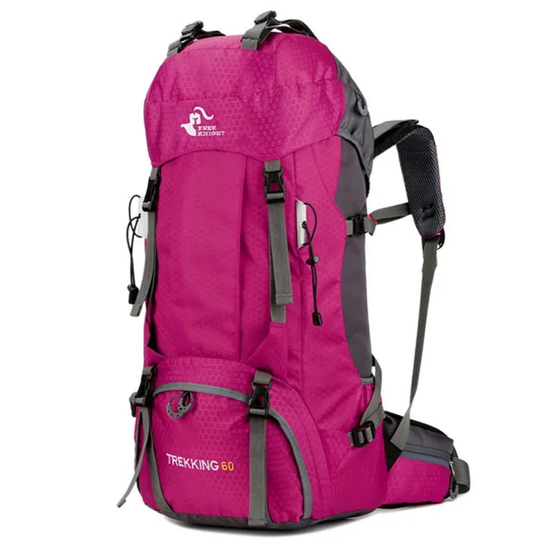 60L Camping Hiking Backpacks Men Outdoor Tourist Backpacks Nylon Sport Bag for Climbing Travelling with Rain Cover Free Knight