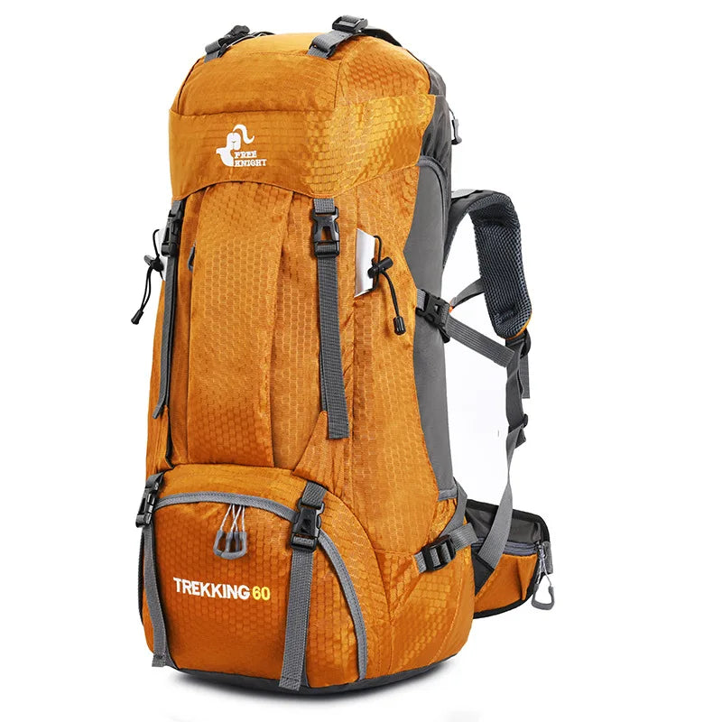 60L Camping Hiking Backpacks Men Outdoor Tourist Backpacks Nylon Sport Bag for Climbing Travelling with Rain Cover Free Knight