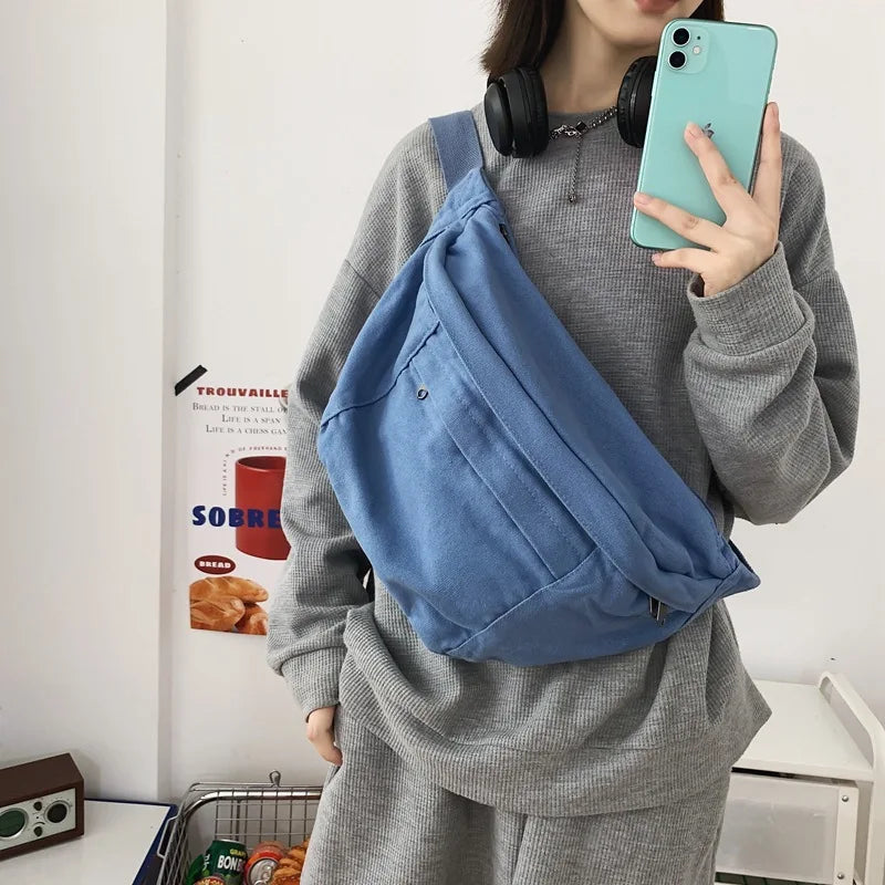 Fashion Trend Waist Bag Street Hip-Hop Women Shoulder Bag Chest Pack Outdoor Sport Canvas Fanny Pack Crossbody Bag Lady Belt Bag