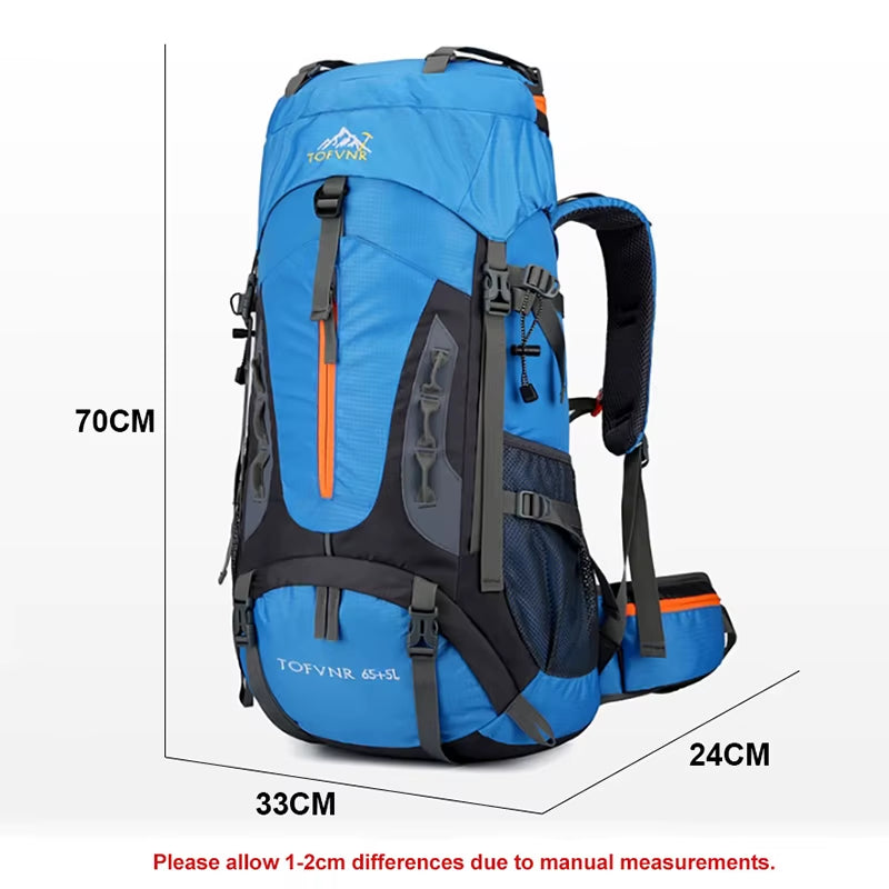 70L Camping Backpack Men'S Travel Bag Climbing Rucksack Large Hiking Storage Pack Outdoor Mountaineering Sports Shoulder Bags
