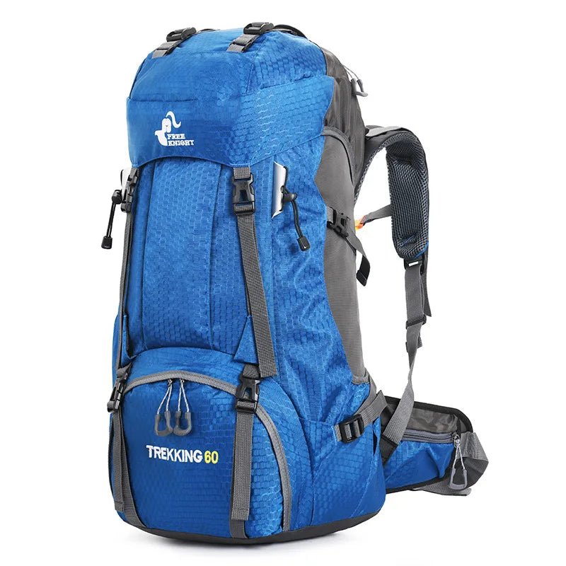 60L Camping Hiking Backpacks Men Outdoor Tourist Backpacks Nylon Sport Bag for Climbing Travelling with Rain Cover Free Knight