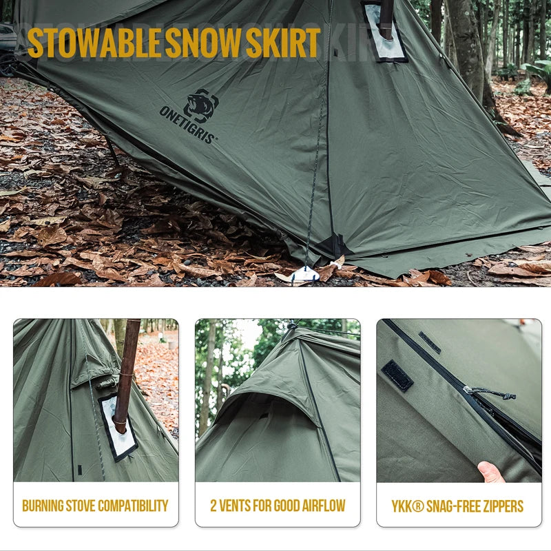 ROC SHIELD Bushcraft Tent TC Version Configurable Camping Shelter with Poles Beach Tent for Backcountry Retreat