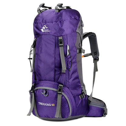 60L Camping Hiking Backpacks Men Outdoor Tourist Backpacks Nylon Sport Bag for Climbing Travelling with Rain Cover Free Knight