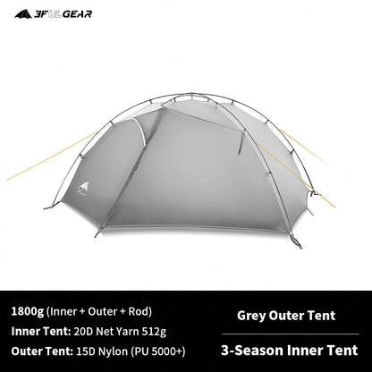 3F UL GEAR Tent 2 Persons Windproof and Rainproof Camping Tent 15D Silicone Ultralight Outdoor Hiking Travel Tent with Free Mat