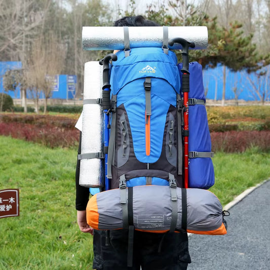 70L Camping Backpack Men'S Travel Bag Climbing Rucksack Large Hiking Storage Pack Outdoor Mountaineering Sports Shoulder Bags