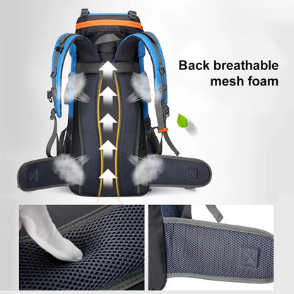 70L Camping Backpack Men'S Travel Bag Climbing Rucksack Large Hiking Storage Pack Outdoor Mountaineering Sports Shoulder Bags