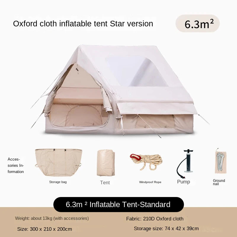 Full Automatic Inflatable Tent Outdoor 6.3M² Cabin Folding Camping Tent Quick Opening Tent Family Air Tent Waterproof Thickened