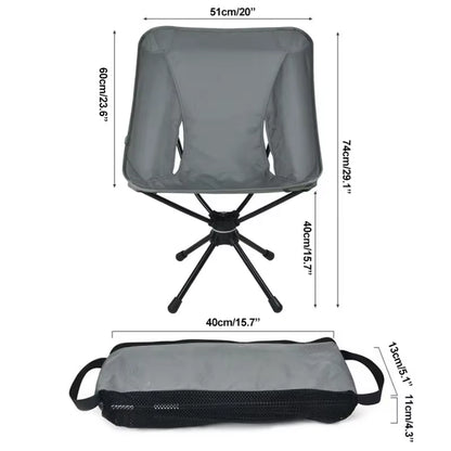 Swivel Detachable Chairs Camping Folding Chair Outdoor Backpacking Lightweight Seat with Carry Bag for Fishing Hiking