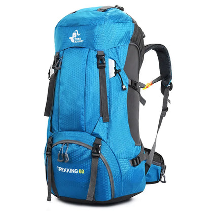 60L Camping Hiking Backpacks Men Outdoor Tourist Backpacks Nylon Sport Bag for Climbing Travelling with Rain Cover Free Knight