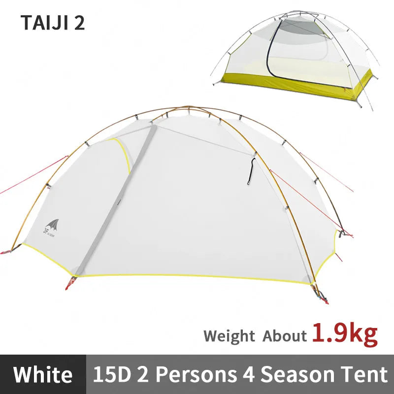 3F UL GEAR Tent 2 Persons Windproof and Rainproof Camping Tent 15D Silicone Ultralight Outdoor Hiking Travel Tent with Free Mat