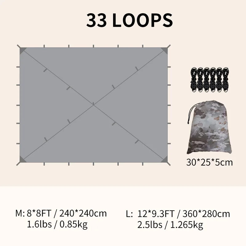 Lightweight Waterproof Sunshade Outdoor Awning Mat Tent Camping Shelter Beach Heat Tents Patio Tarp Hammock Canopy Nature Hike