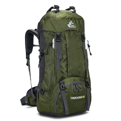 60L Camping Hiking Backpacks Men Outdoor Tourist Backpacks Nylon Sport Bag for Climbing Travelling with Rain Cover Free Knight