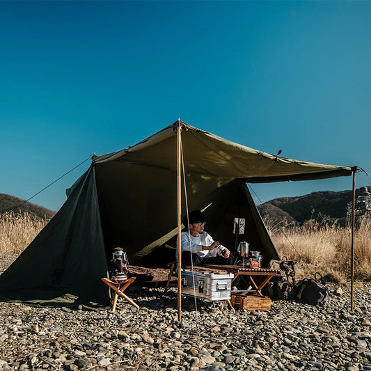 ROC SHIELD Bushcraft Tent TC Version Configurable Camping Shelter with Poles Beach Tent for Backcountry Retreat