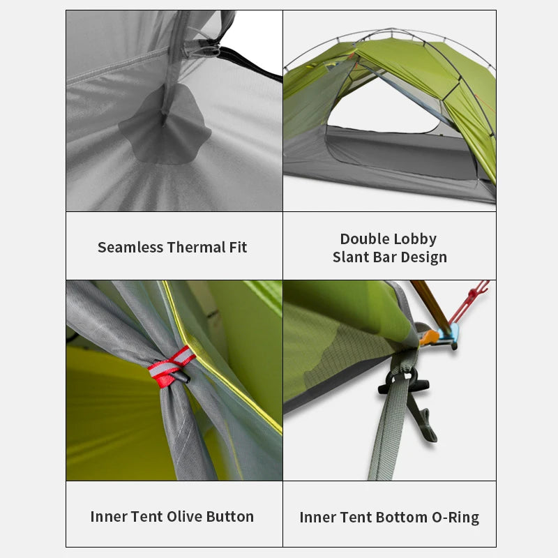 3F UL GEAR Tent 2 Persons Windproof and Rainproof Camping Tent 15D Silicone Ultralight Outdoor Hiking Travel Tent with Free Mat