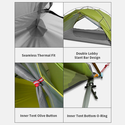 3F UL GEAR Tent 2 Persons Windproof and Rainproof Camping Tent 15D Silicone Ultralight Outdoor Hiking Travel Tent with Free Mat