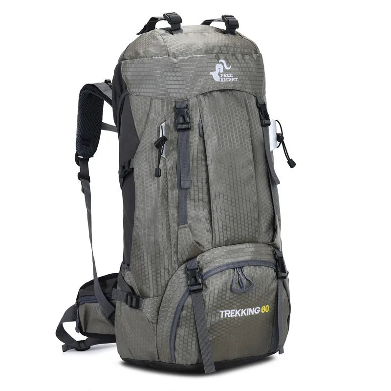 60L Camping Hiking Backpacks Men Outdoor Tourist Backpacks Nylon Sport Bag for Climbing Travelling with Rain Cover Free Knight