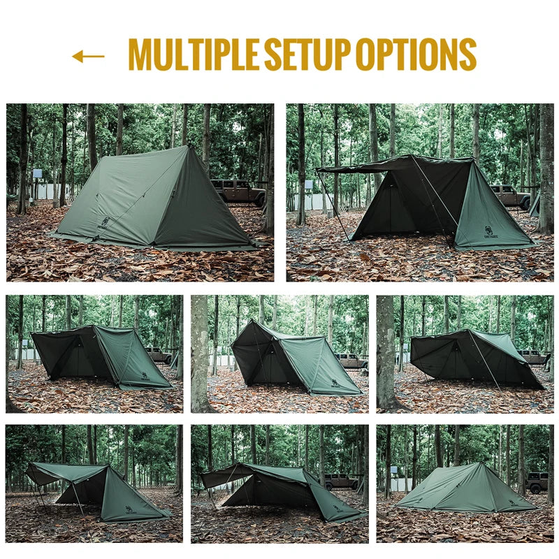ROC SHIELD Bushcraft Tent TC Version Configurable Camping Shelter with Poles Beach Tent for Backcountry Retreat