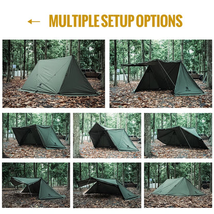 ROC SHIELD Bushcraft Tent TC Version Configurable Camping Shelter with Poles Beach Tent for Backcountry Retreat