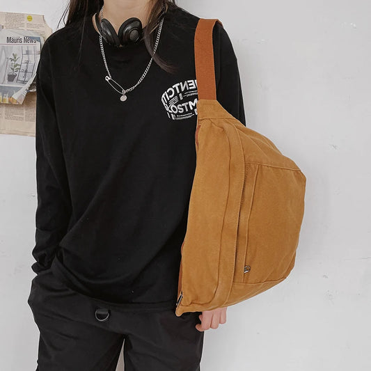 Fashion Trend Waist Bag Street Hip-Hop Women Shoulder Bag Chest Pack Outdoor Sport Canvas Fanny Pack Crossbody Bag Lady Belt Bag