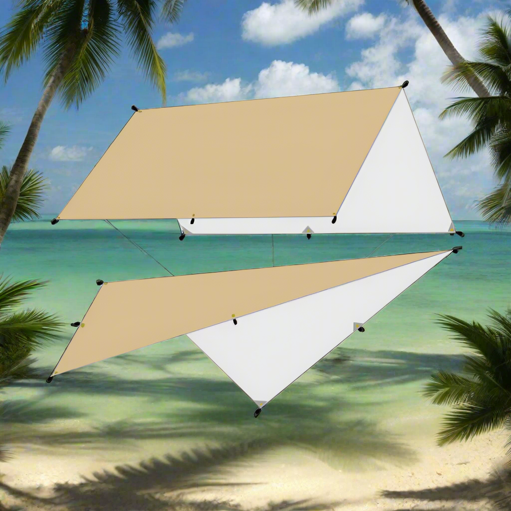 Waterproof Tarp Tent Awning Shade Outdoor (Beige)-1